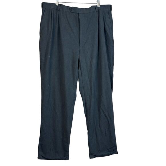 Brooks Brothers Dress Pants Wool Herringbone Cuffed Pleated Men's 42 W42 L33 - Picture 1 of 10